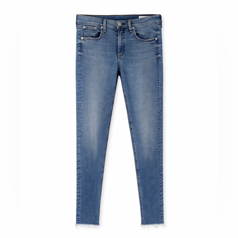 Rag & Bone Bedford Skinny Jeans Size 28 Raw Hem Ankle Medium Wash Stretch Denim